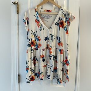 Torrid SuperSoft Ruffled Floral Button Down Top